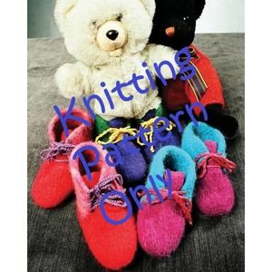 New Fiber Trends CH-7 Children's Felt Boot Slippers Knitting Pattern